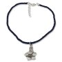 Edelweiss traditional costume necklace, satin ribbon, dark blue, bluebell 084-03-12