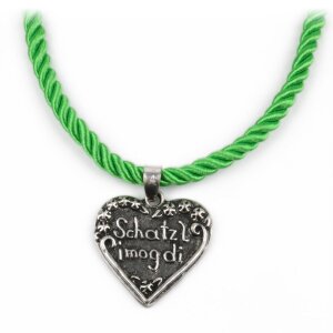 Cord chain with heart (light green) 01103124-6