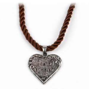 Cord chain with heart (brown) 01103124-2