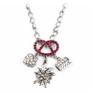 Necklace with charms, pretzel (fuchsia) 4019498480306
