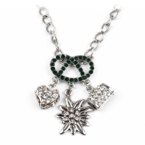 Necklace with charms, pretzel (green) 4019498480306