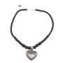 Pearl necklace with heart pendant (black)