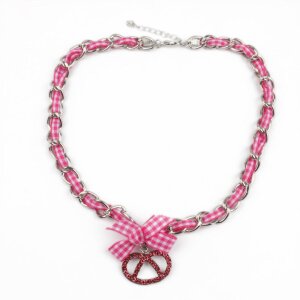 Chain with pretzel and bow (pink)