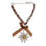 Edelweiss costume bracelet, light brown, with pendant and bow 085-04-26