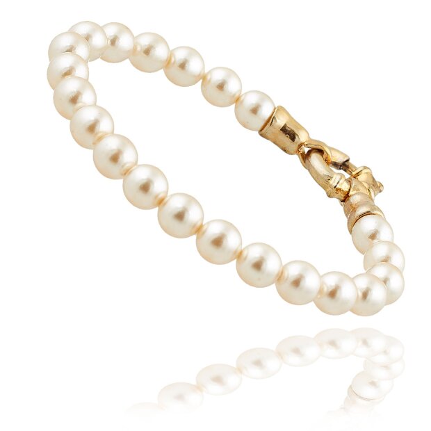 Perlenarmband, kleine Perlen, creme wei&szlig;, goldener Verschluss