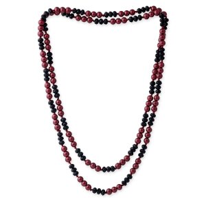 Kette mit Perlen, rot/schwarz, geschlossen, nicht verstellbar