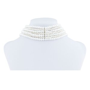 Bead chain, Venture, for ladies, ivory, elastic, white, cream, seven rows