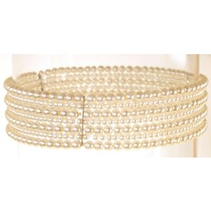 Bead chain, Venture, for ladies, ivory, elastic, white,...