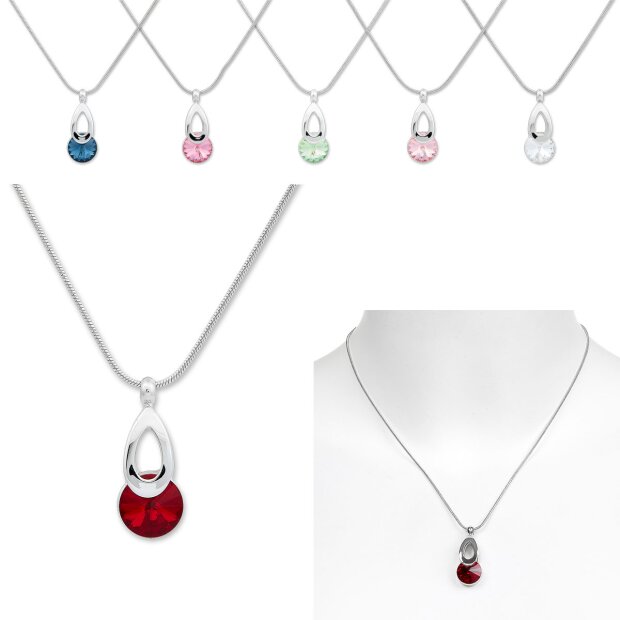 Elegant ladies necklace, Tillberg, with Swarovski stone, drops, red