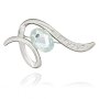 Brooch in a curved shape by Tillberg, with Swarovski stones, silver-plated, crystal