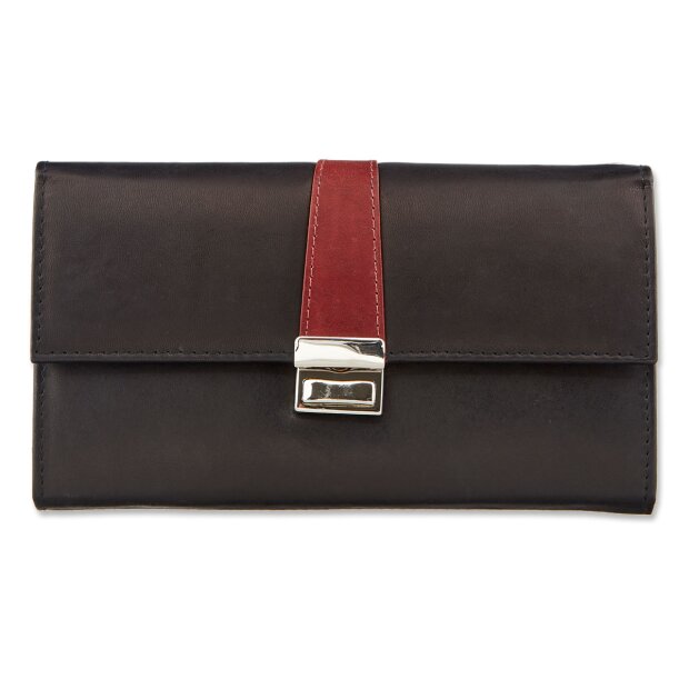 Real leather waiters wallet 11 cm x 18 cm x 3 cm black+reddish brown