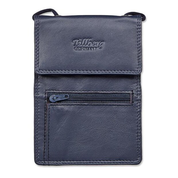 TTillberg travel wallet/chest pouch made from real leather, navy blue