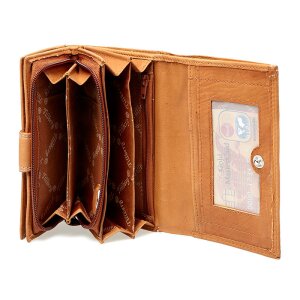 Tillberg ladies wallet made from real leather 9 cmx15cmx3,5cm tan+white