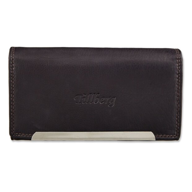 Tillberg ladies wallet made from real leather 9,5 cm x 17 cm x 3 cm, black+dark brown