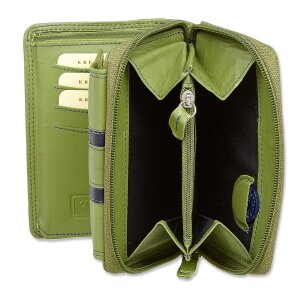 Ladies wallet made from real leather black+pastell green
