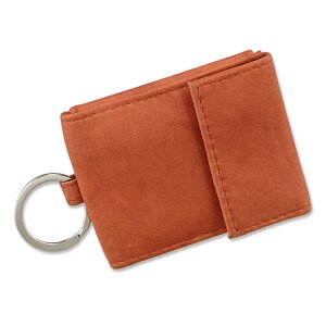 Mini wallet/key chain with key ring 8,5 cm x 6,5 cm x 1,5 cm, cognac