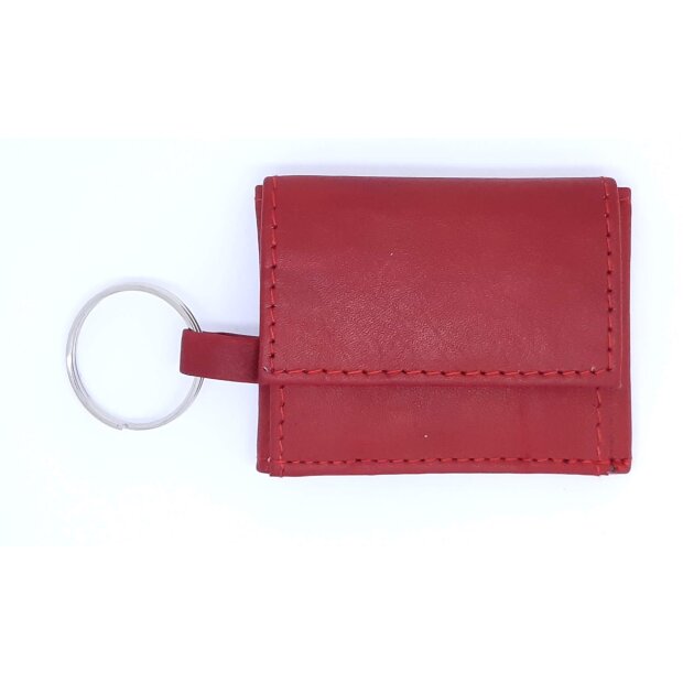 Mini wallet/key chain with key ring 8,5 cm x 6,5 cm x 1,5 cm, red