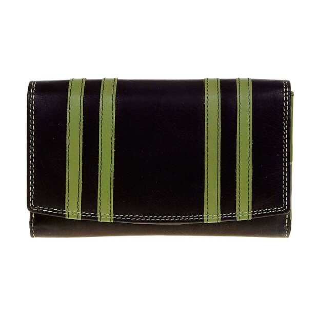 Tillberg ladies wallet made from real leather 10x17x3 cm black+apple green