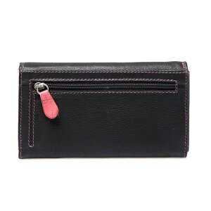 Tillberg Damen Geldb&ouml;rse Portemonnaie aus echtem Leder 10x17x3 cm schwarz+pink