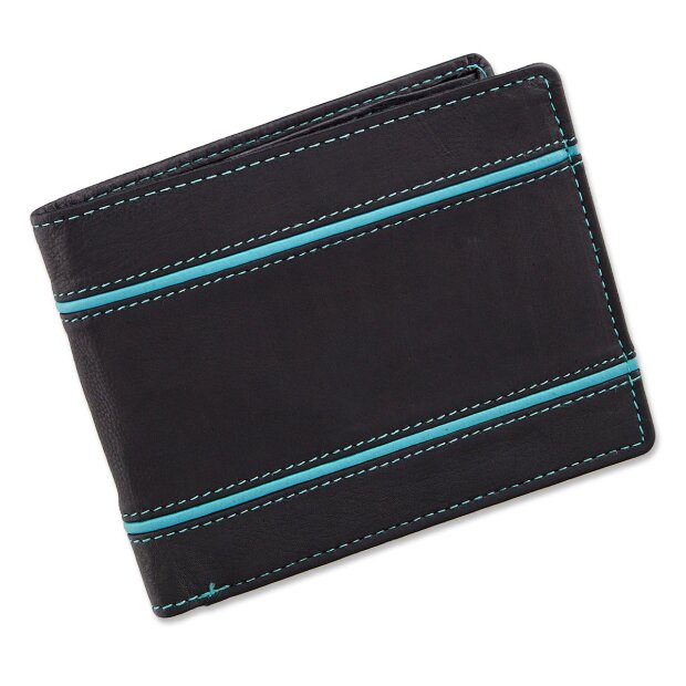 Tillberg mens wallet made from real nappa leather black+sea blue