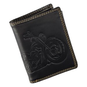 Real buffalo leather wallet in portrait format