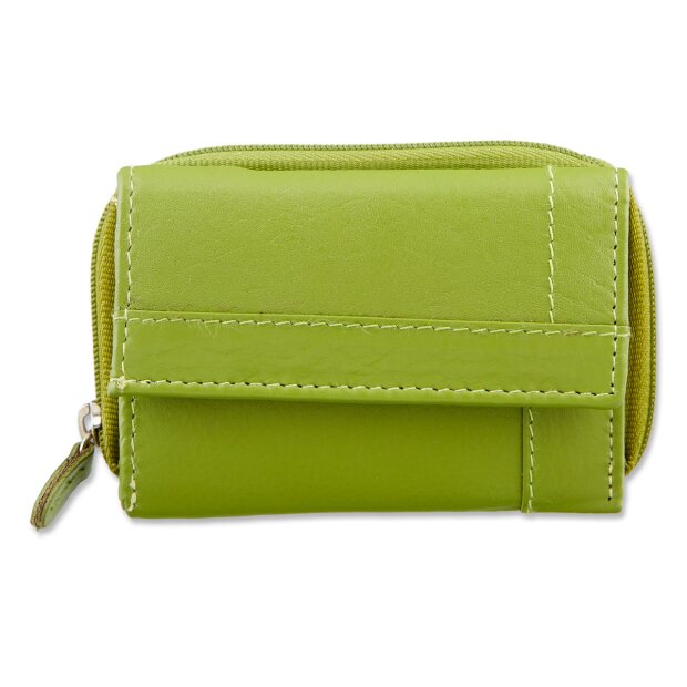 Small wallet made from real nappa leather, apple green