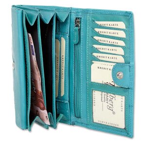 Tillberg Damen Geldb&ouml;rse Portemonnaie Portmonee aus echtem Nappaleder 10x16,5x3 cm, seeblau