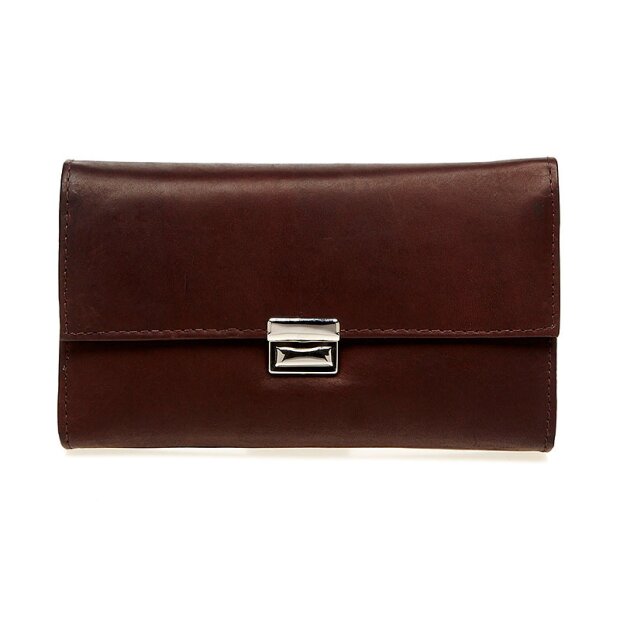 Waiters wallet made from real nappa leather with chain reddish brown