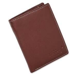 Wallet made from real nappa leather reddish brown