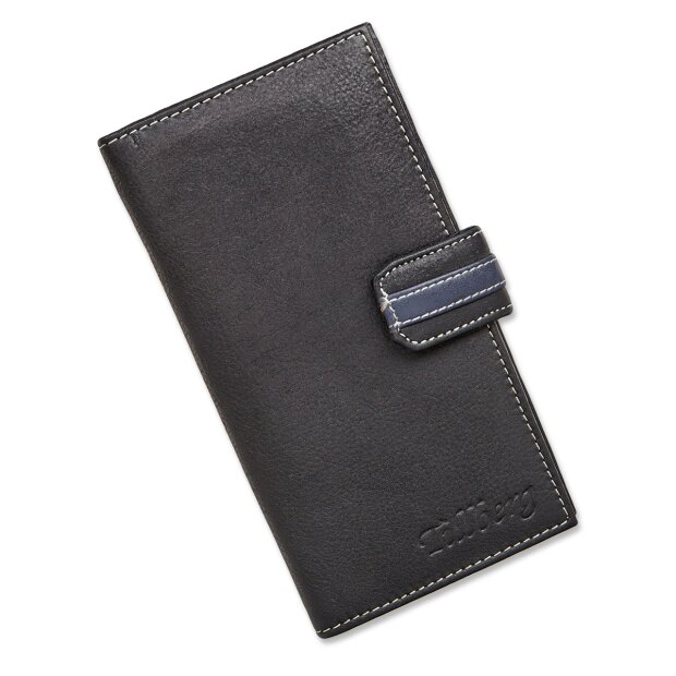 Tillberg real leather ladies wallet, high quality, robust black+navy blue