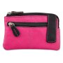Tillberg key wallet/credit card wallet made from real leather 7,5 cm x 12 cm x 2 cm, black+pink