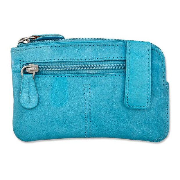 Tillberg key wallet/credit card wallet made from real leather 7,5 cm x 12 cm x 2 cm, sea blue