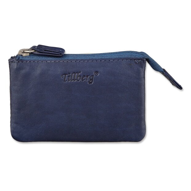 Tillberg wallet/key chain with key rings made from real nappa leather navy blue