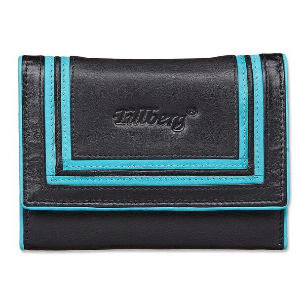 Tillberg ladies wallet made from real nappa leather 10x13x1.5 cm turquoise