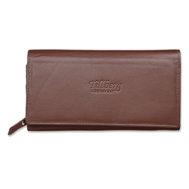 Tillberg ladies wallet made of real nappa leather 10x19x3 cm reddish brown