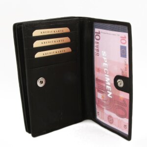 Portemonnaie,Echtleder,Unisex,Hochformat,hochwertig,glatte Oberfl&auml;che, schwarz