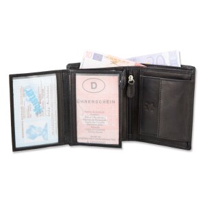Tillberg Damen Portmonee, Brieftasche, Geldbeutel echtleder 12,5cmx10cmx2cm/schwarz+seeblau 138-09-19
