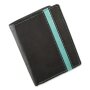 Tillberg men wallet, purse, pocket real leather 12,5cmx10cmx2cm black+sea blue