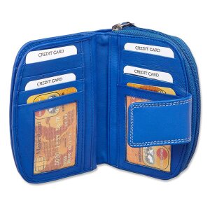 Tillberg Damen Geldb&ouml;rse Portemonnaie Portmonee aus echtem Leder 14x10,5x3 cm royalblau