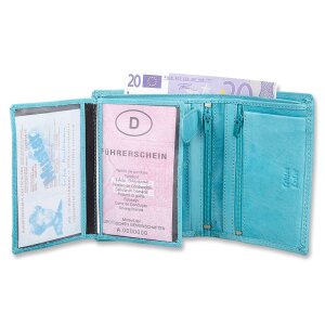 Tillberg Herren Portmonee, Brieftasche, Geldbeutel Echtleder 12,5cmx9,5cmx2cm See Blau 138-09-33