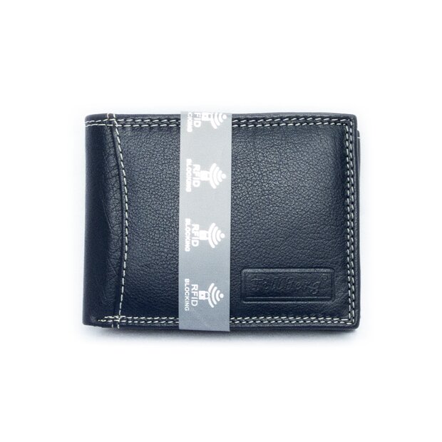 Tillberg wallet made from real leather, RFID blocking, full leather, navy blue