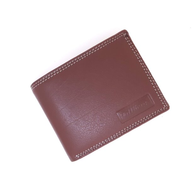 Tillberg wallet made from real leather, RFID blocking, full leather, reddish brown