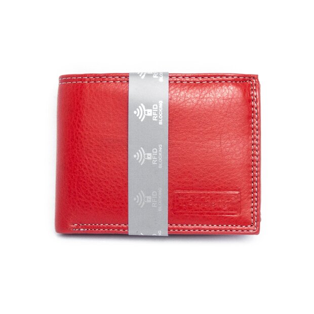 Wallet made from real leather, RFID blocking, red