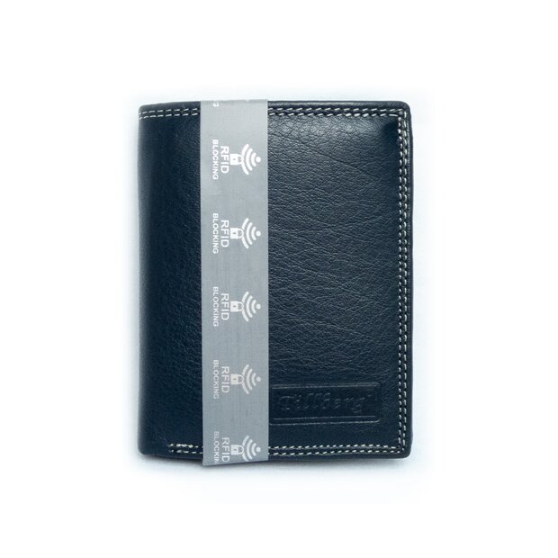 High-quality wallet made of real leather in portrait format from the brand Tillberg SR / 023 Full Leather Navy Blue