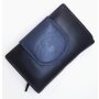 Hochwertige und robuste Damengeldb&ouml;rse aus echtem Leder schwarz+marineblau