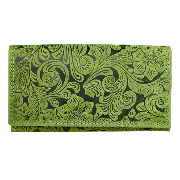Tillberg Women and Men leather wallet 16 cm, green SR-16370
