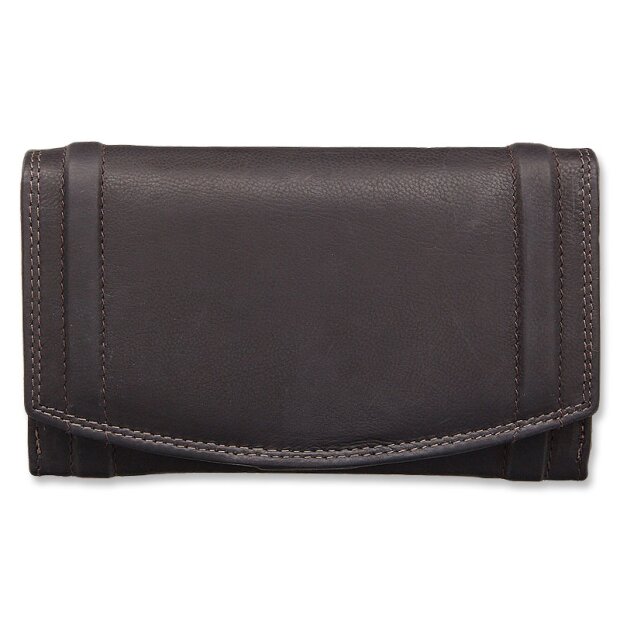 Tillberg ladies wallet made from real nappa leather 10,5x17x3 cm black+dark brown
