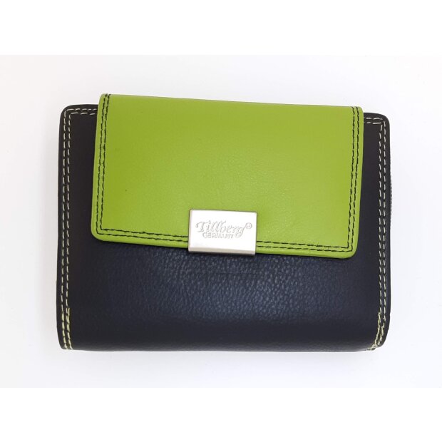 Tillberg wallet made from real nappa leather black+apple green