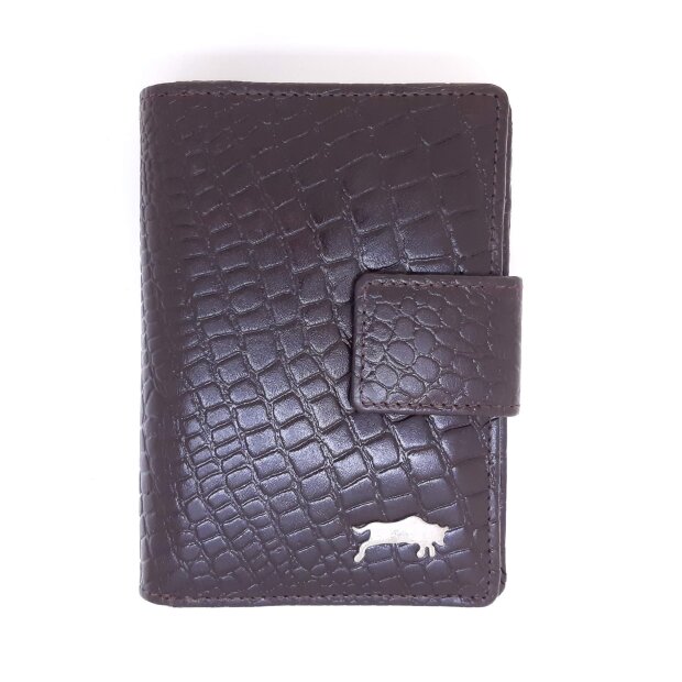 Wallet in croco look, real leather, robust, high quality brown