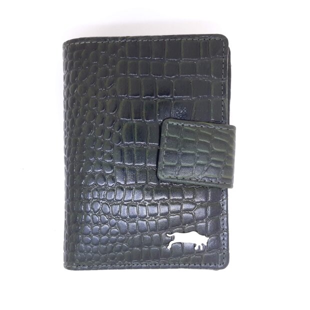 Wallet in croco look, real leather, robust, high quality green